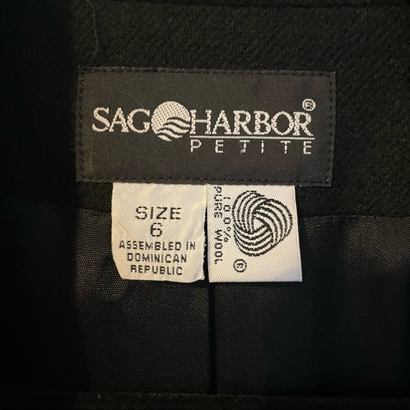 Sag Harbor Black 100% Vintage Wool Blazer with Single Button Closure Sz. 6P - Picture 4 of 10